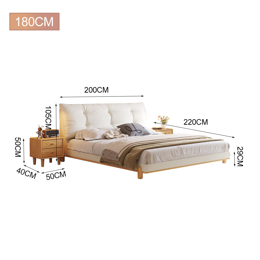 LIVARA SM1057 150/180cm Length Baby Velvet Fabric Bed With Two Bedside Tables - White