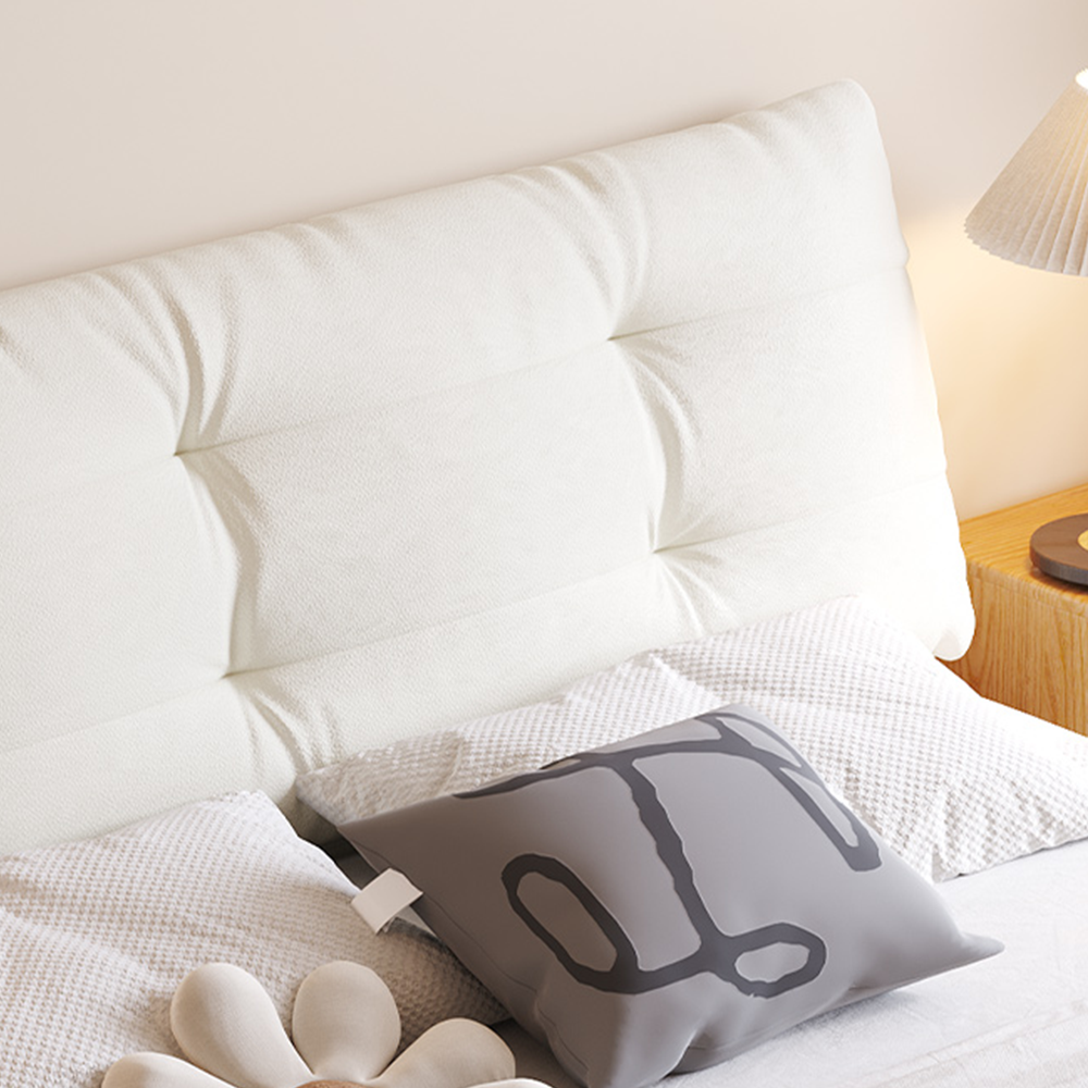 LIVARA SM1057 150/180cm Length Baby Velvet Fabric Bed With Two Bedside Tables - White