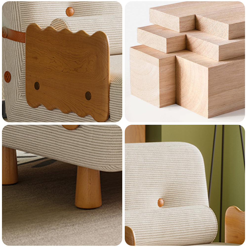 LIVARA 80cm/120cm Length Corduroy Fabric Sofa Bed Solid Wood Frame