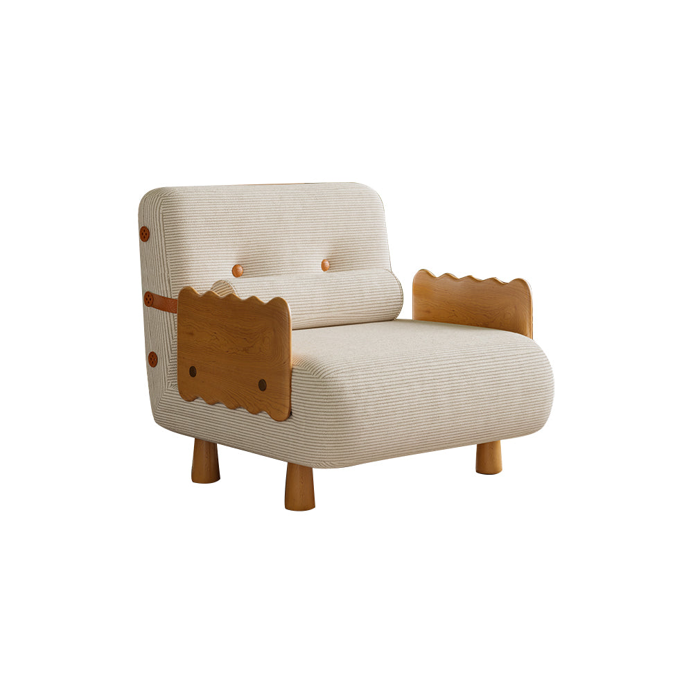 LIVARA 80cm/120cm Length Corduroy Fabric Sofa Bed Solid Wood Frame