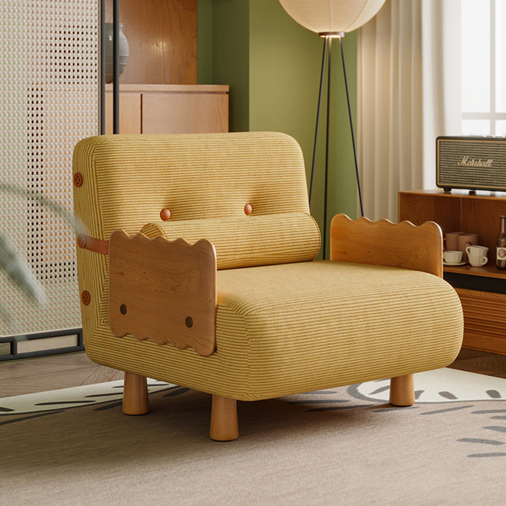 LIVARA 80cm/120cm Length Corduroy Fabric Sofa Bed Solid Wood Frame