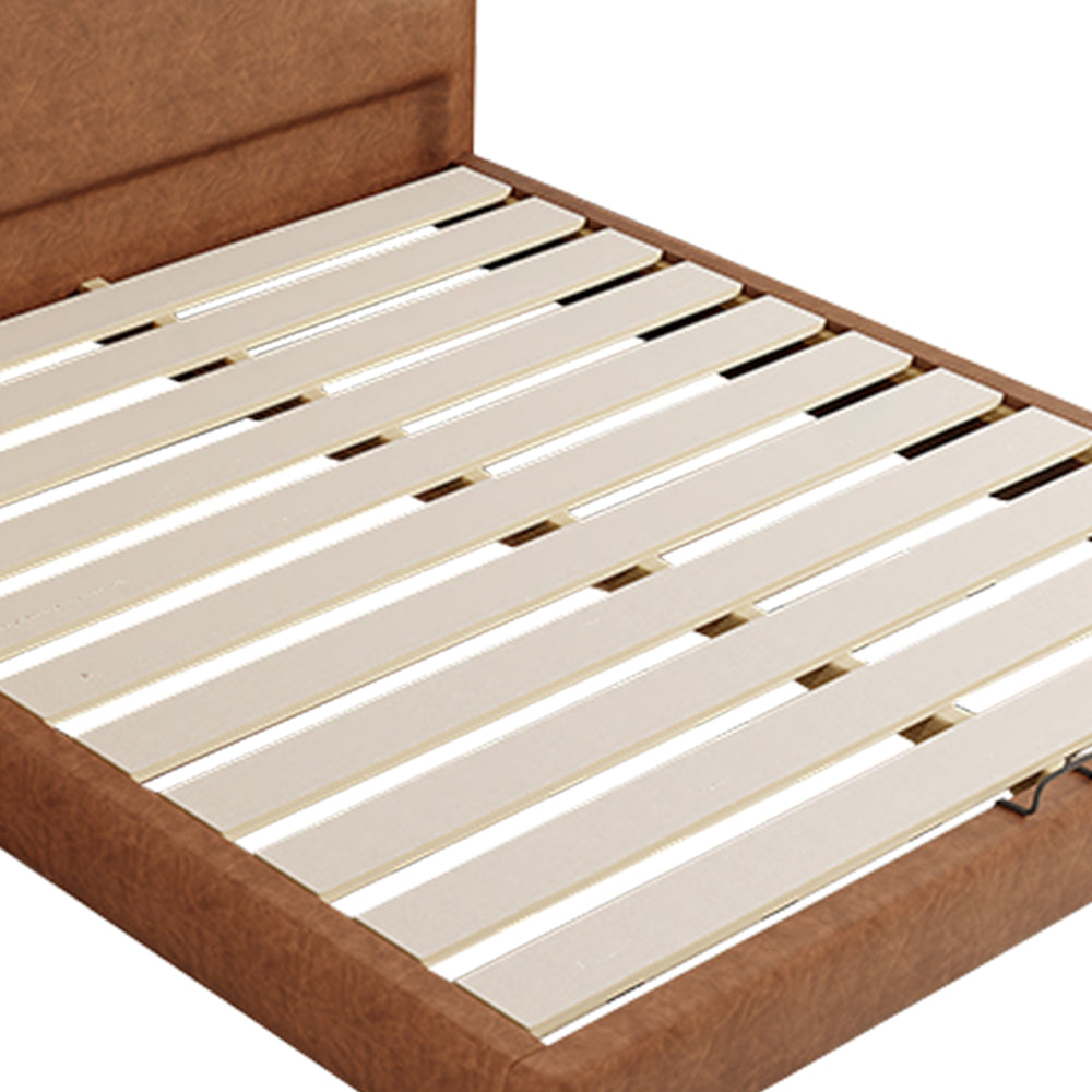 LIVARA Model-1067 150cm/180cm Waxed Leather Fabric Bed Solid Wood Frame