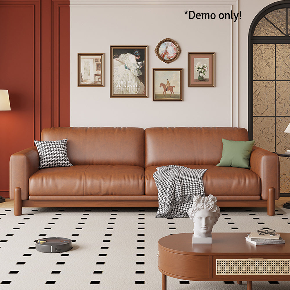 LIVARA 180cm/210cm/240cm/280cm Length Oil Waxed Leather Fabric Sofa Solid Wood Frame