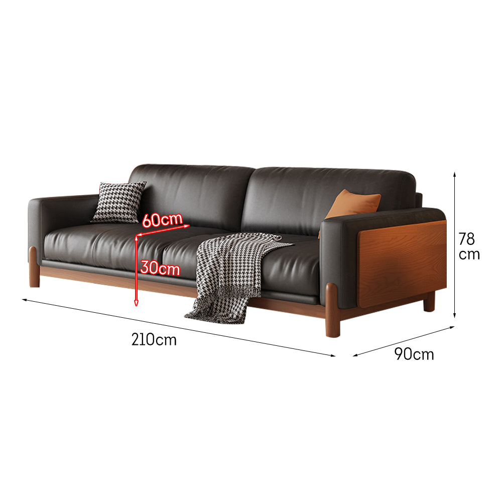 LIVARA 180cm/210cm/240cm/280cm Length Oil Waxed Leather Fabric Sofa Solid Wood Frame