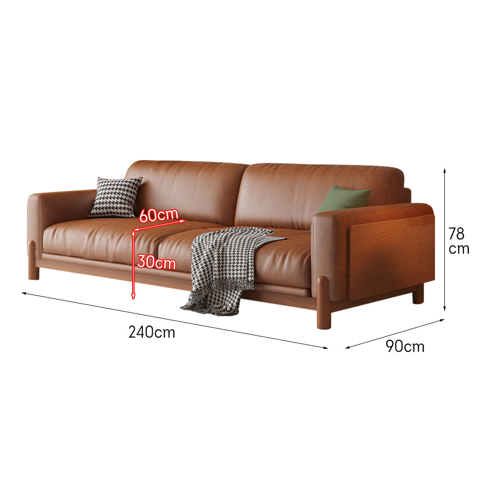 LIVARA 180cm/210cm/240cm/280cm Length Oil Waxed Leather Fabric Sofa Solid Wood Frame