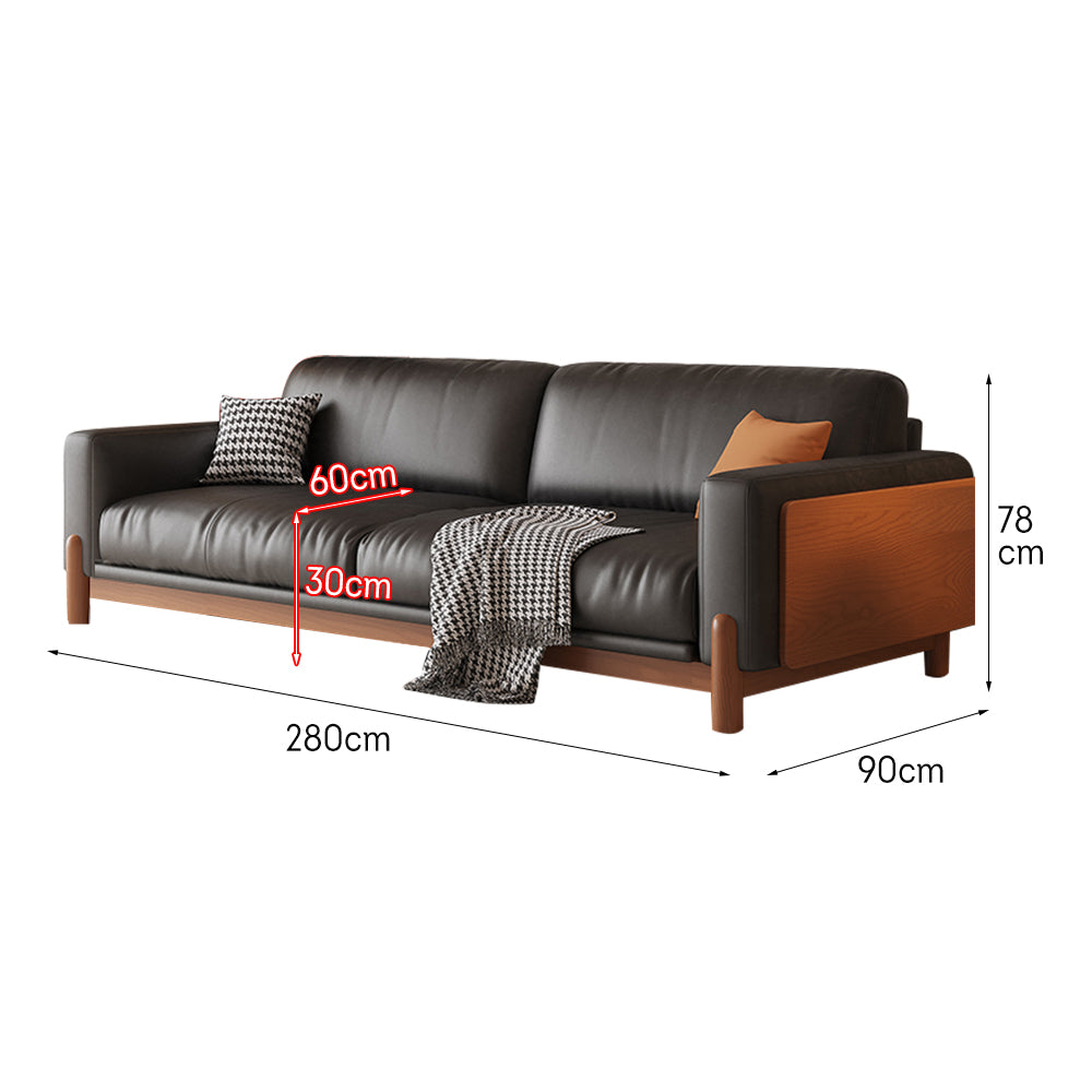 LIVARA 180cm/210cm/240cm/280cm Length Oil Waxed Leather Fabric Sofa Solid Wood Frame