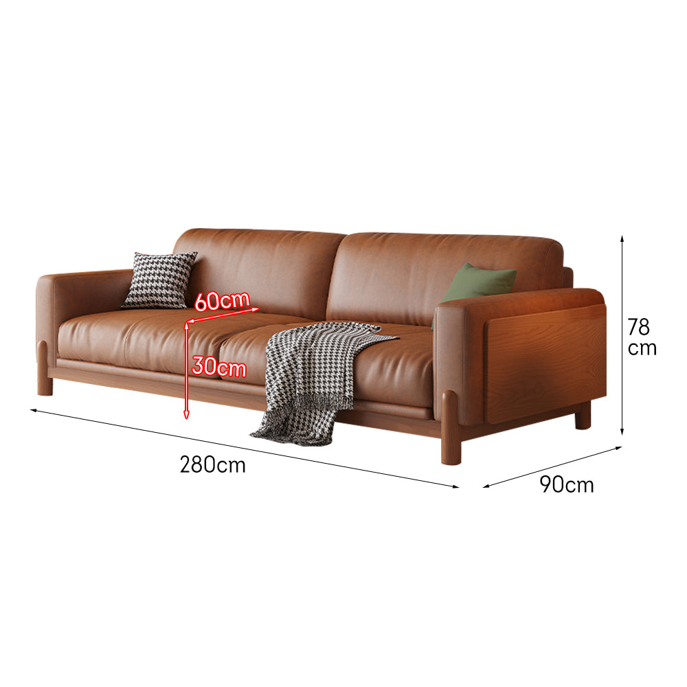 LIVARA 180cm/210cm/240cm/280cm Length Oil Waxed Leather Fabric Sofa Solid Wood Frame