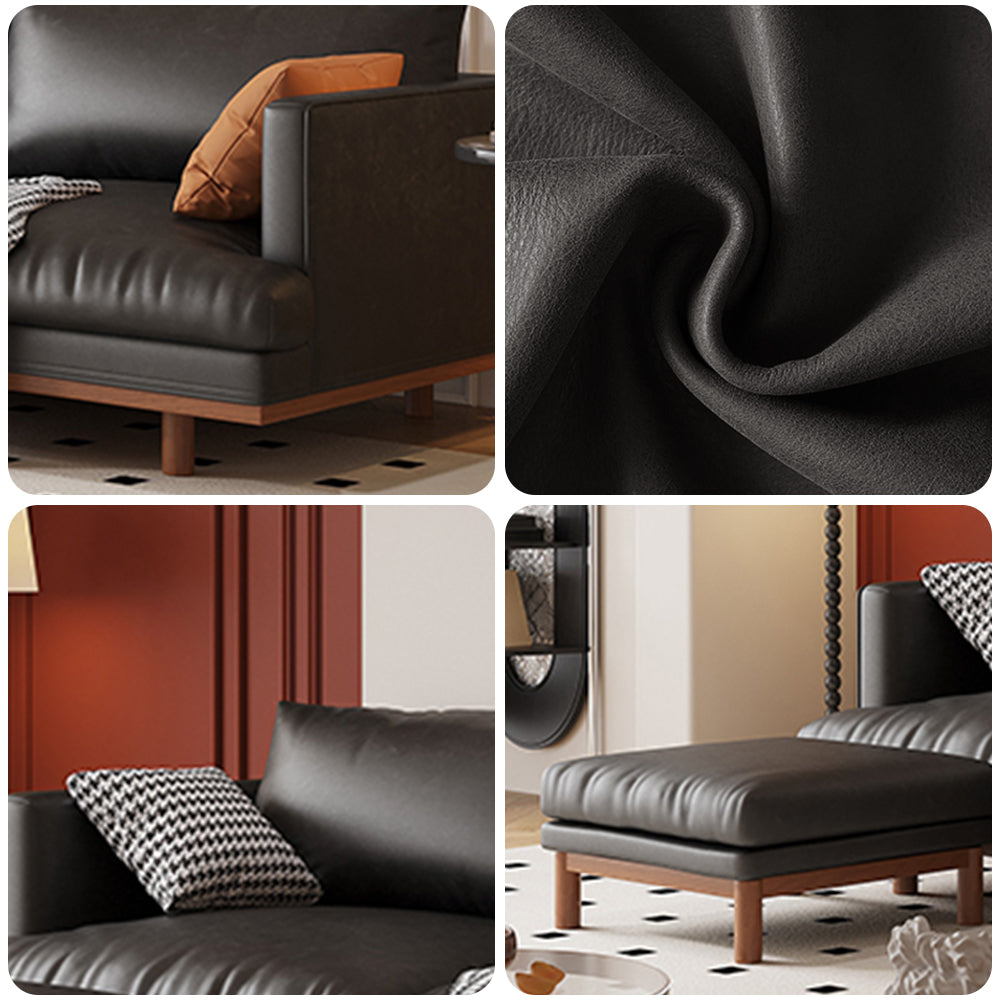 LIVARA 220cm Length Oil Waxed Leather Fabric Sofa Solid Wood Frame