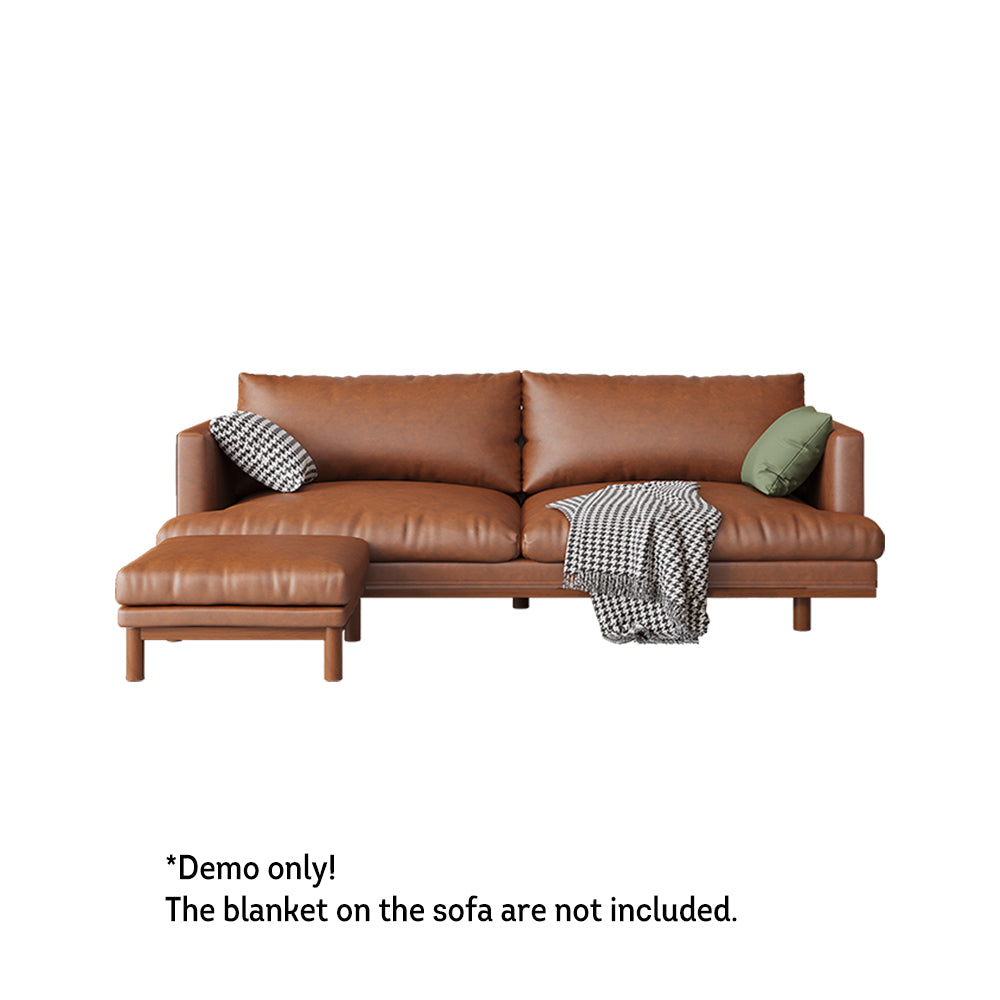 LIVARA 220cm Length Oil Waxed Leather Fabric Sofa Solid Wood Frame