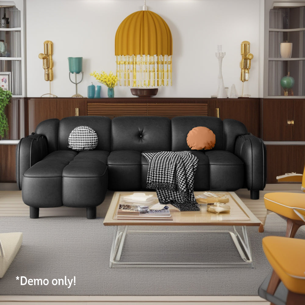 LIVARA 260cm/290cm/330cm Length Oil Waxed Leather Fabric Sofa Solid Wood Frame