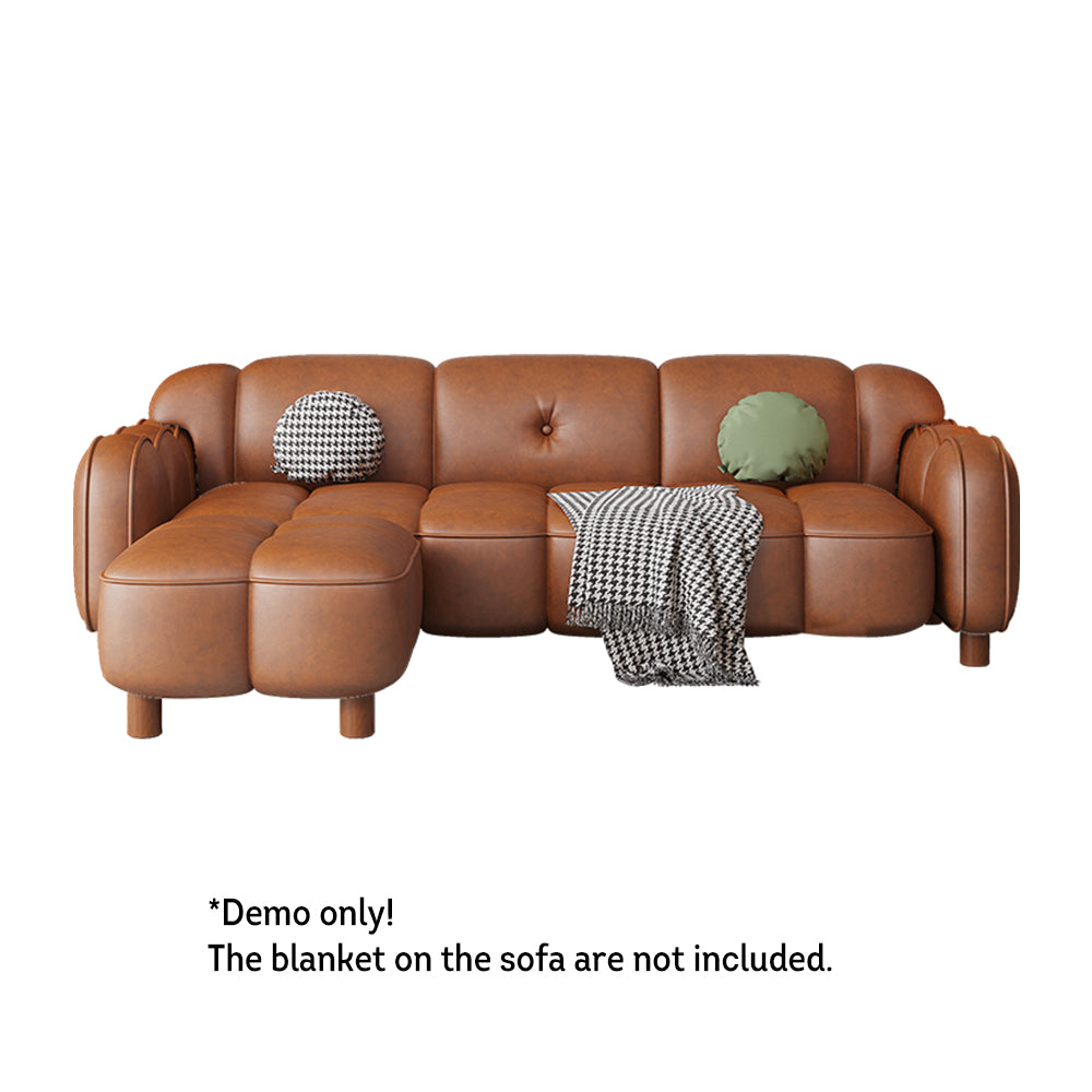 LIVARA 260cm/290cm/330cm Length Oil Waxed Leather Fabric Sofa Solid Wood Frame