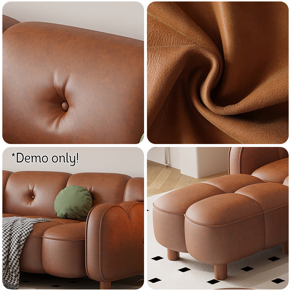 LIVARA 260cm/290cm/330cm Length Oil Waxed Leather Fabric Sofa Solid Wood Frame