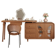 LIVARA 1080 Expandable Multi-Functional Solid Wood 120cm Dressing Table With LED Mirror - Walnut