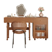 LIVARA 1082# Solid Wood Multifunctional 120cm Dressing Table With LED Mirror - Walnut