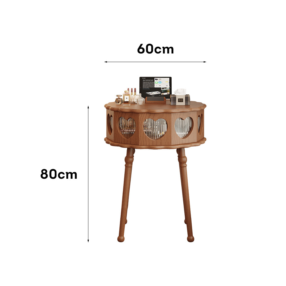 LIVARA Vintage-Style Solid Wood Hidden Mirror Dressing Table - Walnut