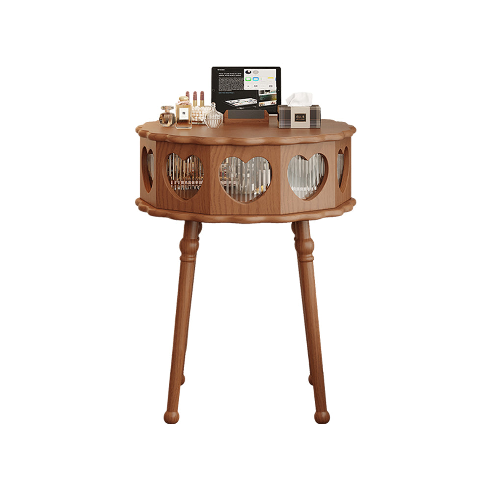 LIVARA Vintage-Style Solid Wood Hidden Mirror Dressing Table - Walnut