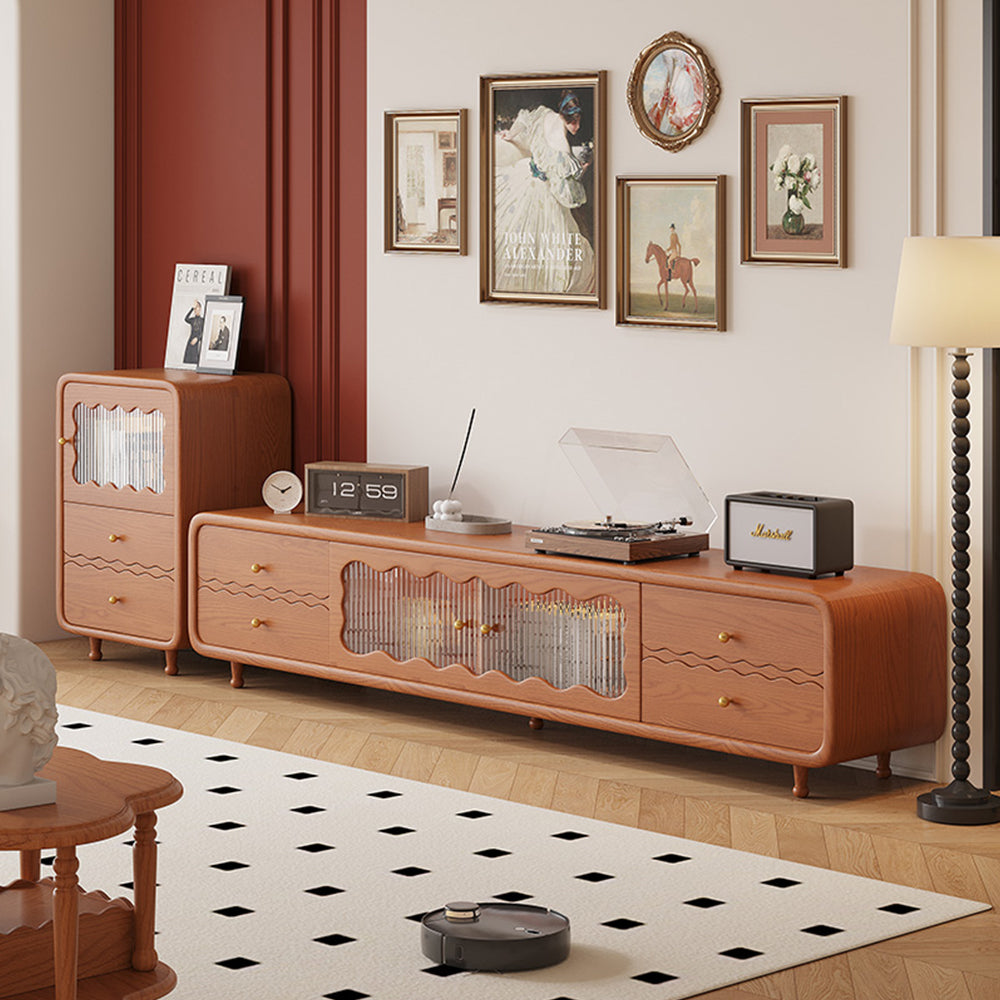 LIVARA Vintage-Style Solid Wood TV Cabinet/Sideboard - Walnut