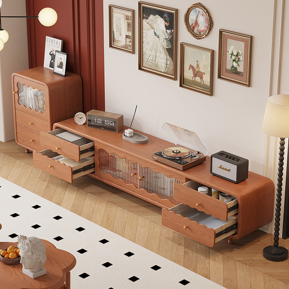 LIVARA Vintage-Style Solid Wood TV Cabinet/Sideboard - Walnut