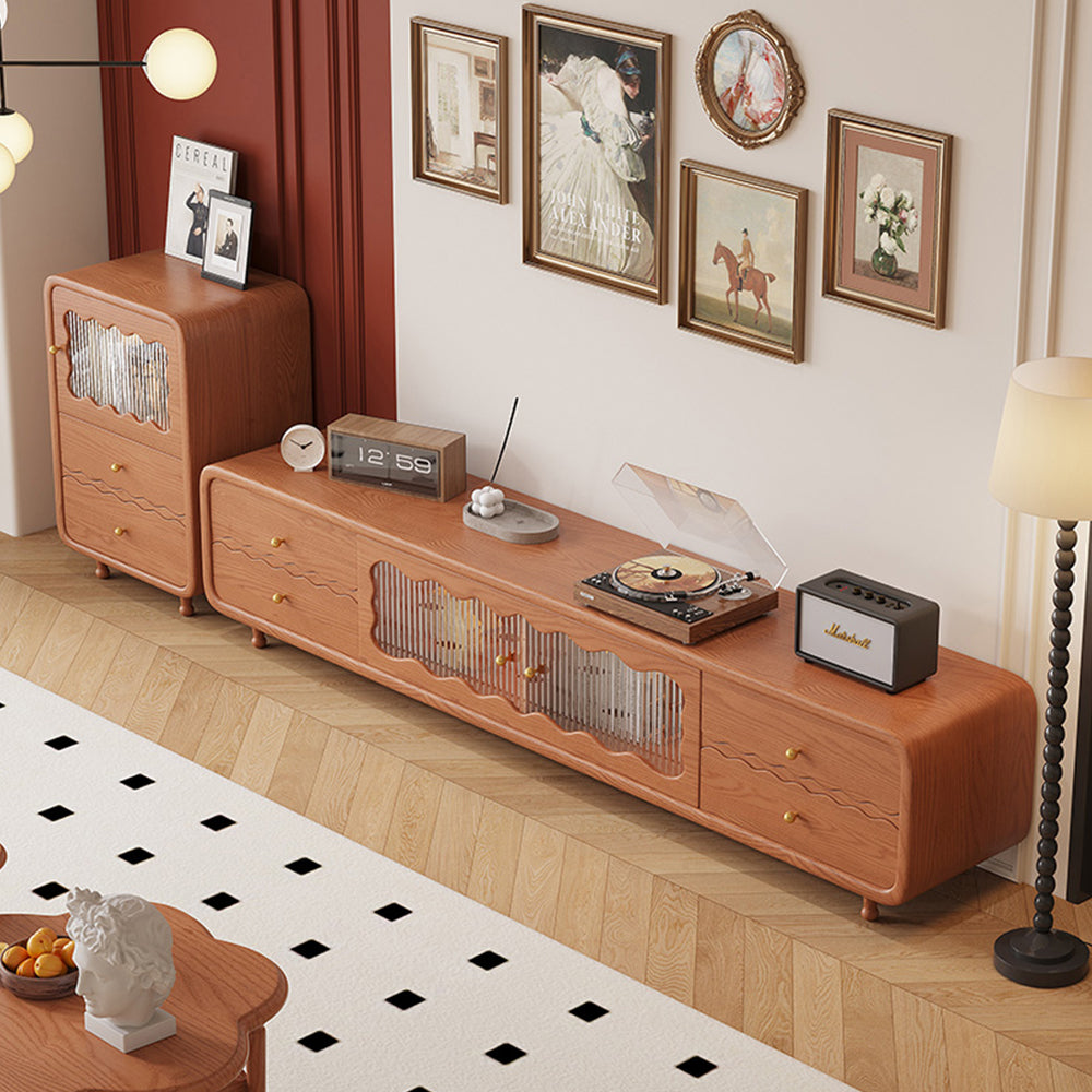 LIVARA Vintage-Style Solid Wood TV Cabinet/Sideboard - Walnut