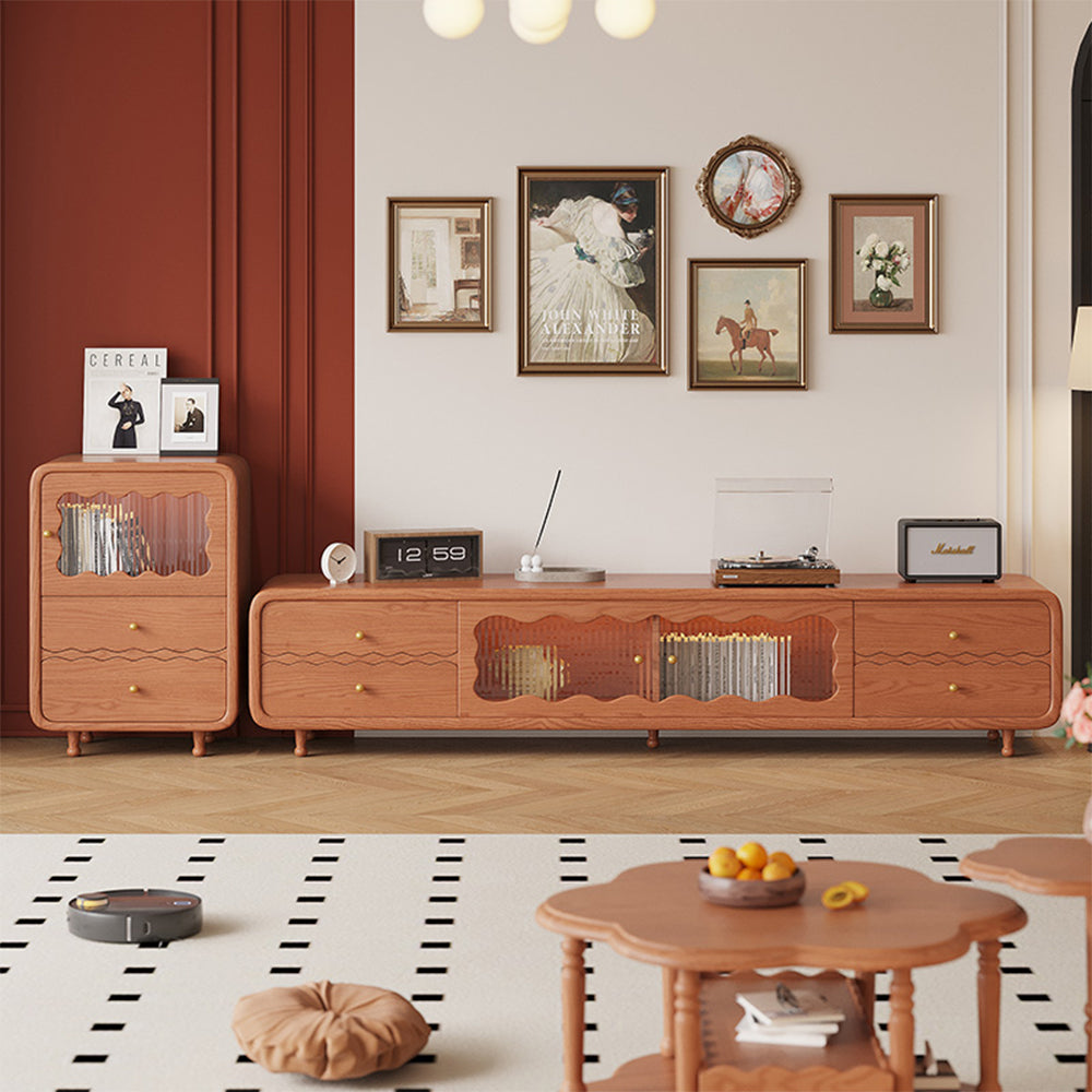 LIVARA Vintage-Style Solid Wood TV Cabinet/Sideboard - Walnut