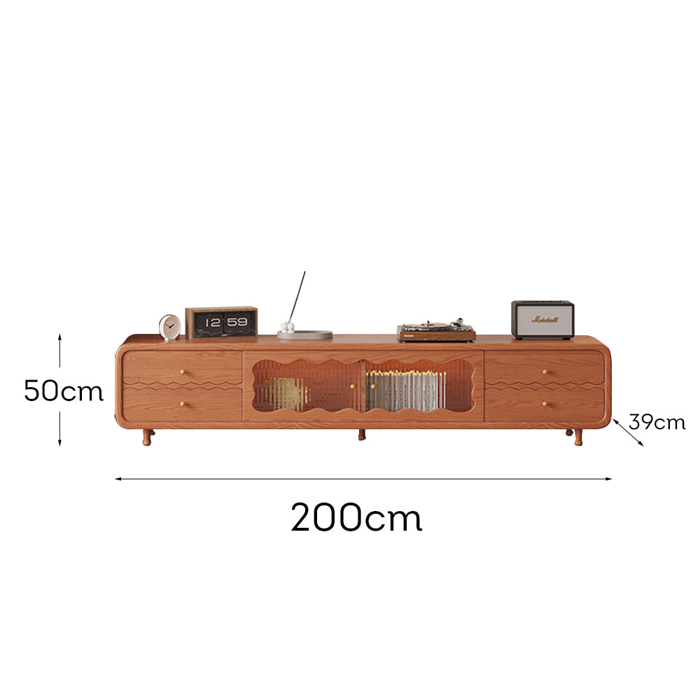 LIVARA Vintage-Style Solid Wood TV Cabinet/Sideboard - Walnut