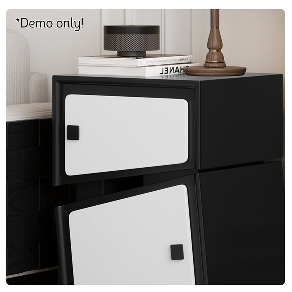 LIVARA Twist-head Design Bedside Table/Storage Cabinet - Black&White