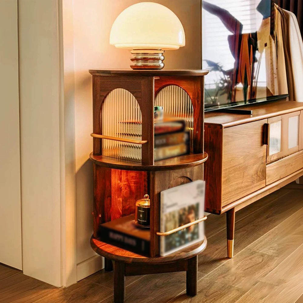 LIVARA Rotatable Solid Wood Bookshelf Sofa Side Table Cabinet