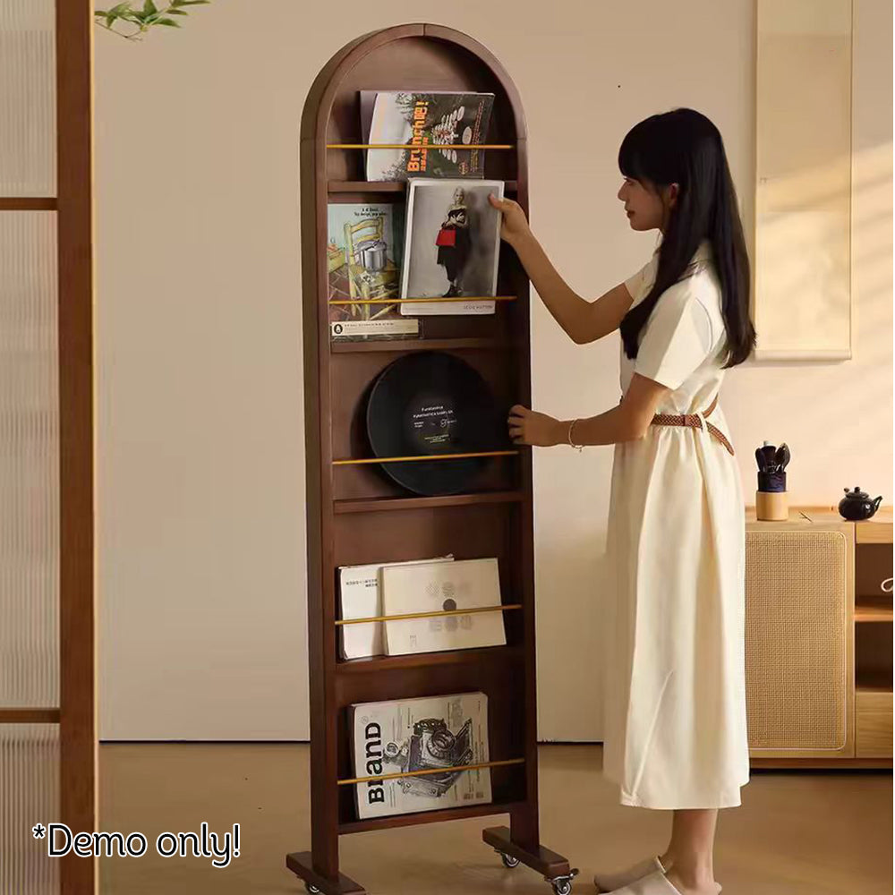 LIVARA Solid Wood Dressing Mirror/Magazine Rack With Swivel Casters