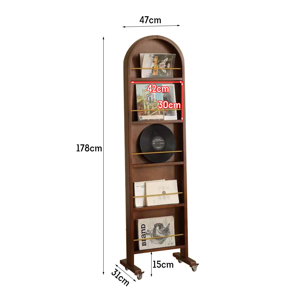 LIVARA Solid Wood Dressing Mirror/Magazine Rack With Swivel Casters