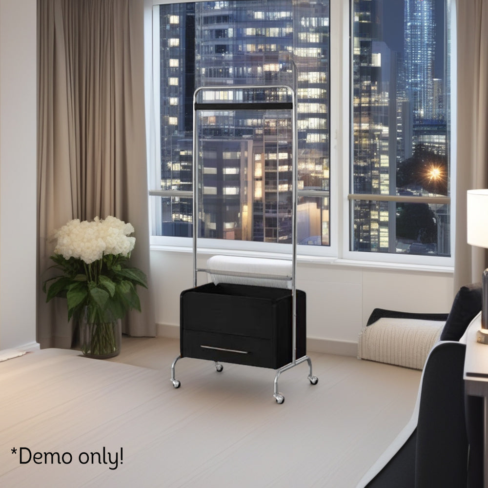 LIVARA Solid Wood Clothes Rack With Swivel Casters