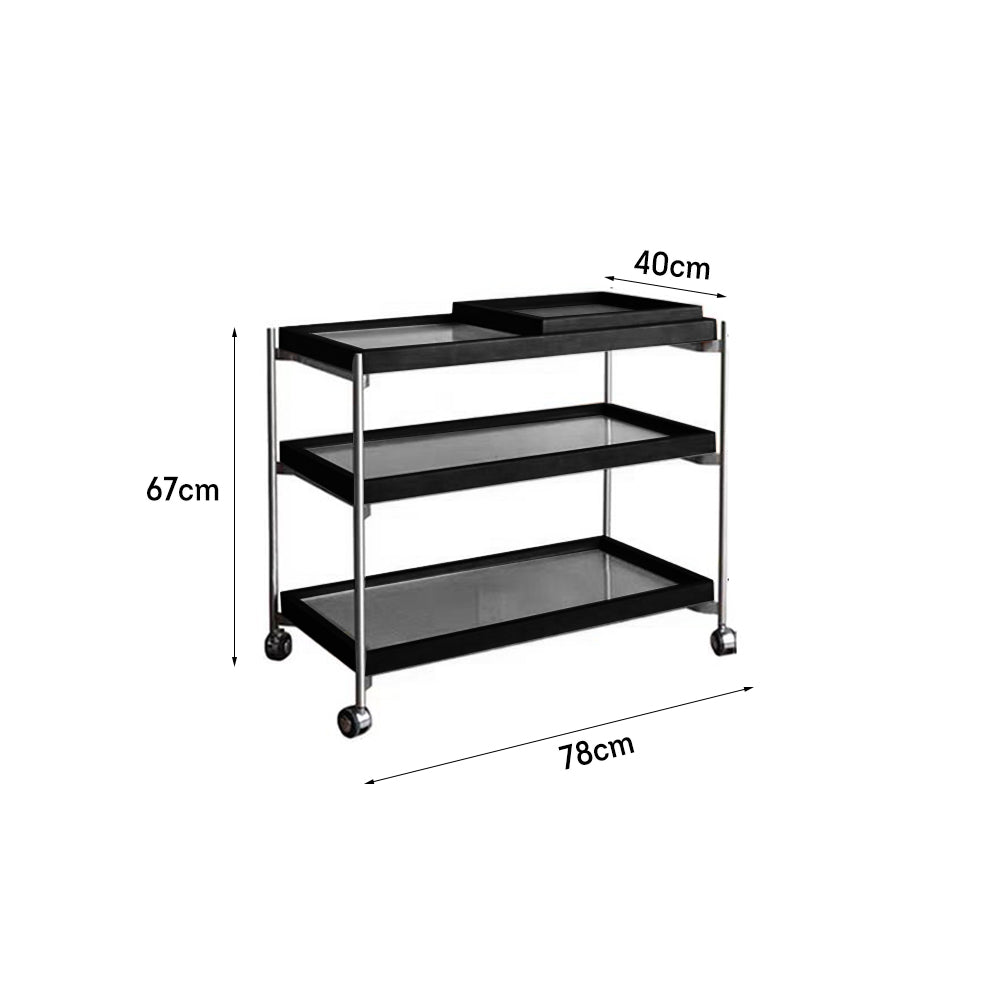 LIVARA Three-storey Storage Rack With Swivel Casters Stainless Steel Frame