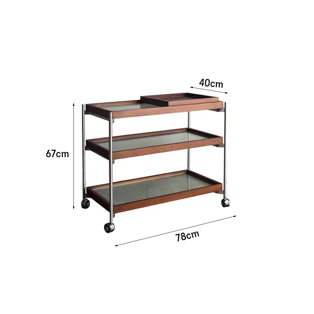 LIVARA Three-storey Storage Rack With Swivel Casters Stainless Steel Frame