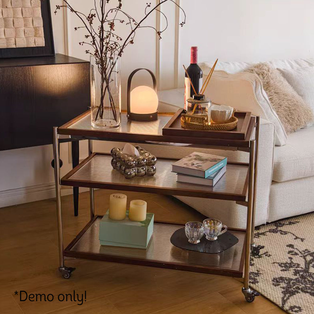 LIVARA Three-storey Storage Rack With Swivel Casters Stainless Steel Frame