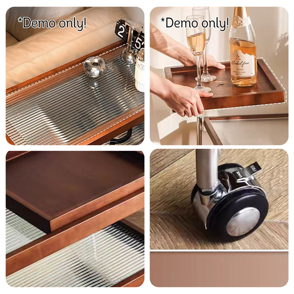 LIVARA Three-storey Storage Rack With Swivel Casters Stainless Steel Frame