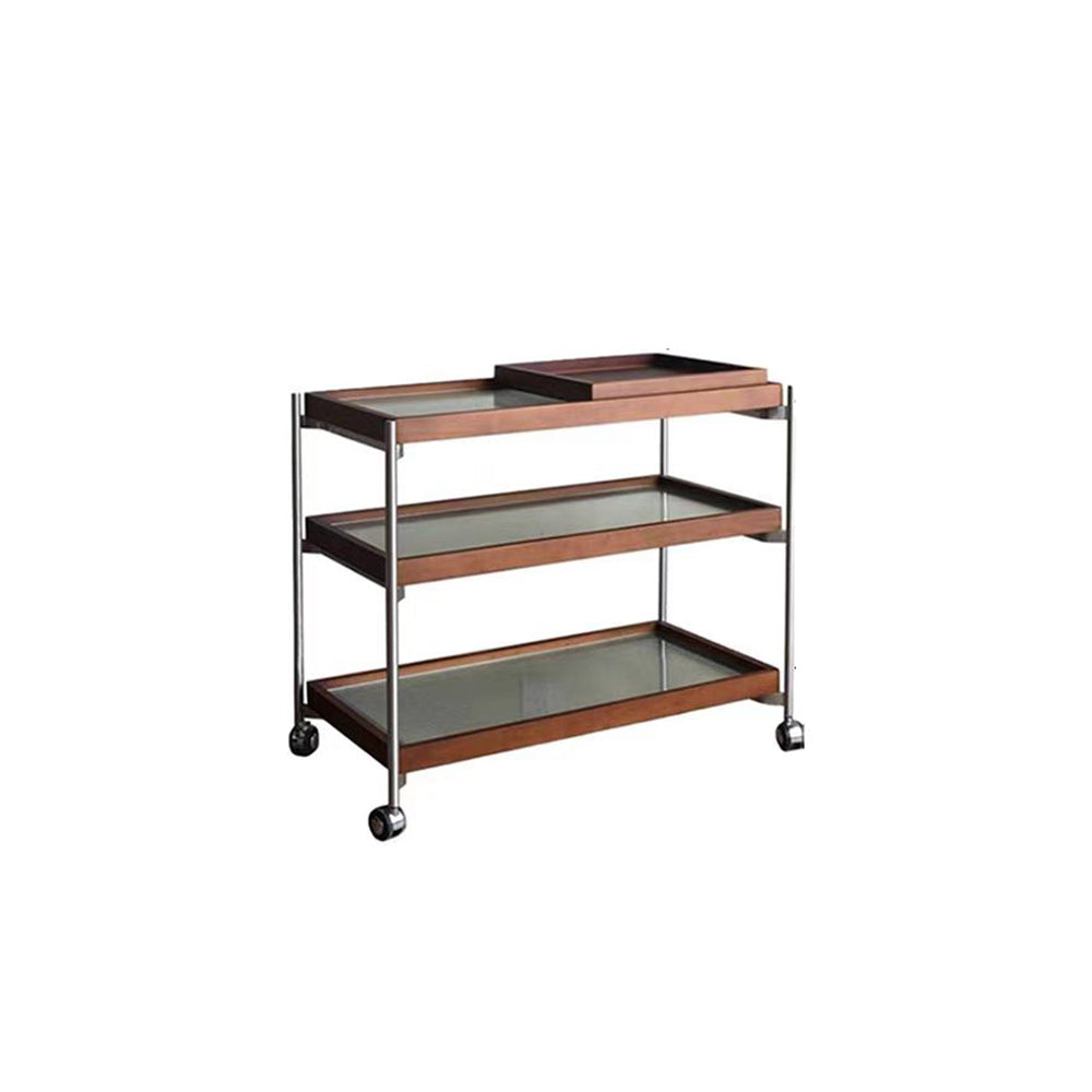 LIVARA Three-storey Storage Rack With Swivel Casters Stainless Steel Frame
