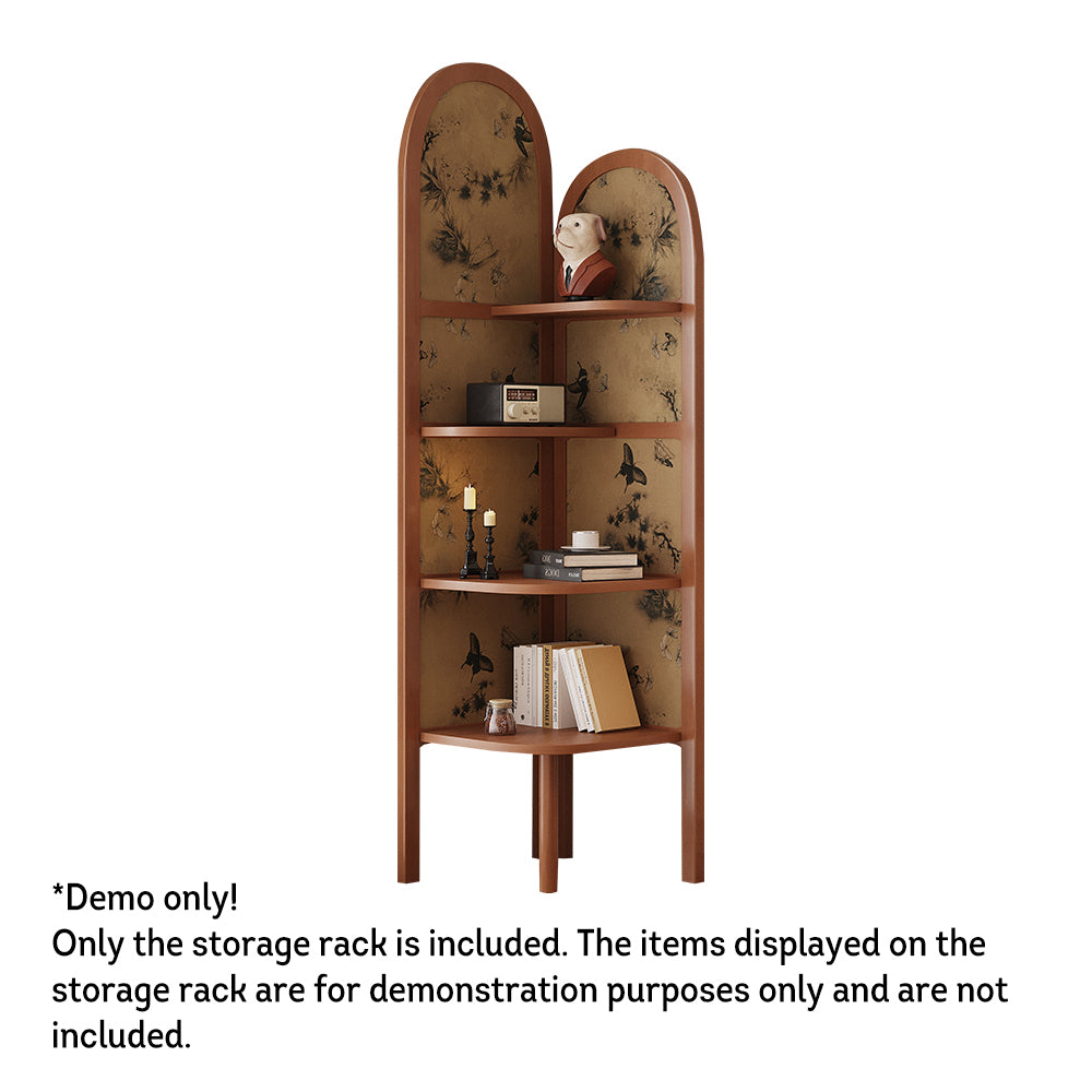 LIVARA Solid Wood Corner Storage Rack/Bookshelf Four-tier Storage Space