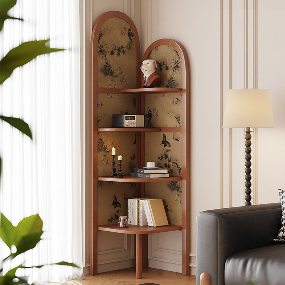 LIVARA Solid Wood Corner Storage Rack/Bookshelf Four-tier Storage Space
