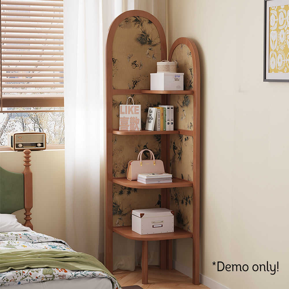 LIVARA Solid Wood Corner Storage Rack/Bookshelf Four-tier Storage Space