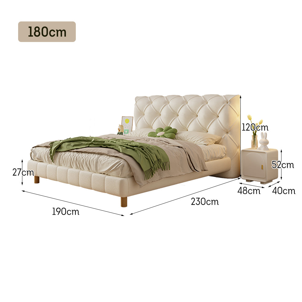 LIVARA 636B Bed – 150/180cm Cat Claw Resistant Leather Fabric, Durable Solid Frame, Modern Style, Comfortable Design - White