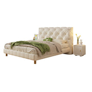 LIVARA 636B Bed – 150/180cm Cat Claw Resistant Leather Fabric, Durable Solid Frame, Modern Style, Comfortable Design - White