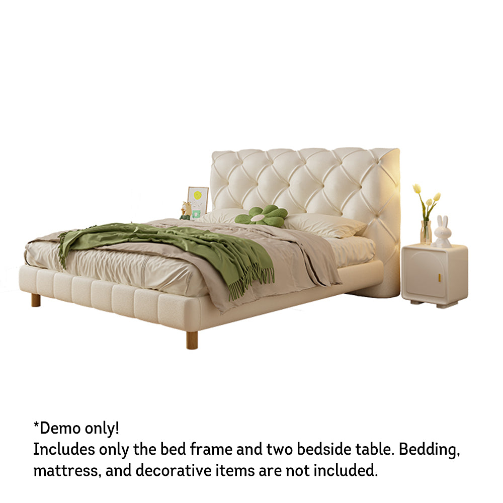 LIVARA 636B Bed – 150/180cm Cat Claw Resistant Leather Fabric, Durable Solid Frame, Modern Style, Comfortable Design - White