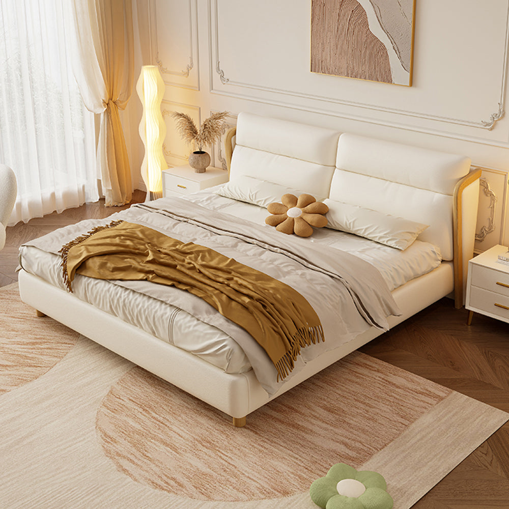 LIVARA SM803 150/180cm Cat Claw Leather Fabric Bed With Two Bedside Tables - Beige