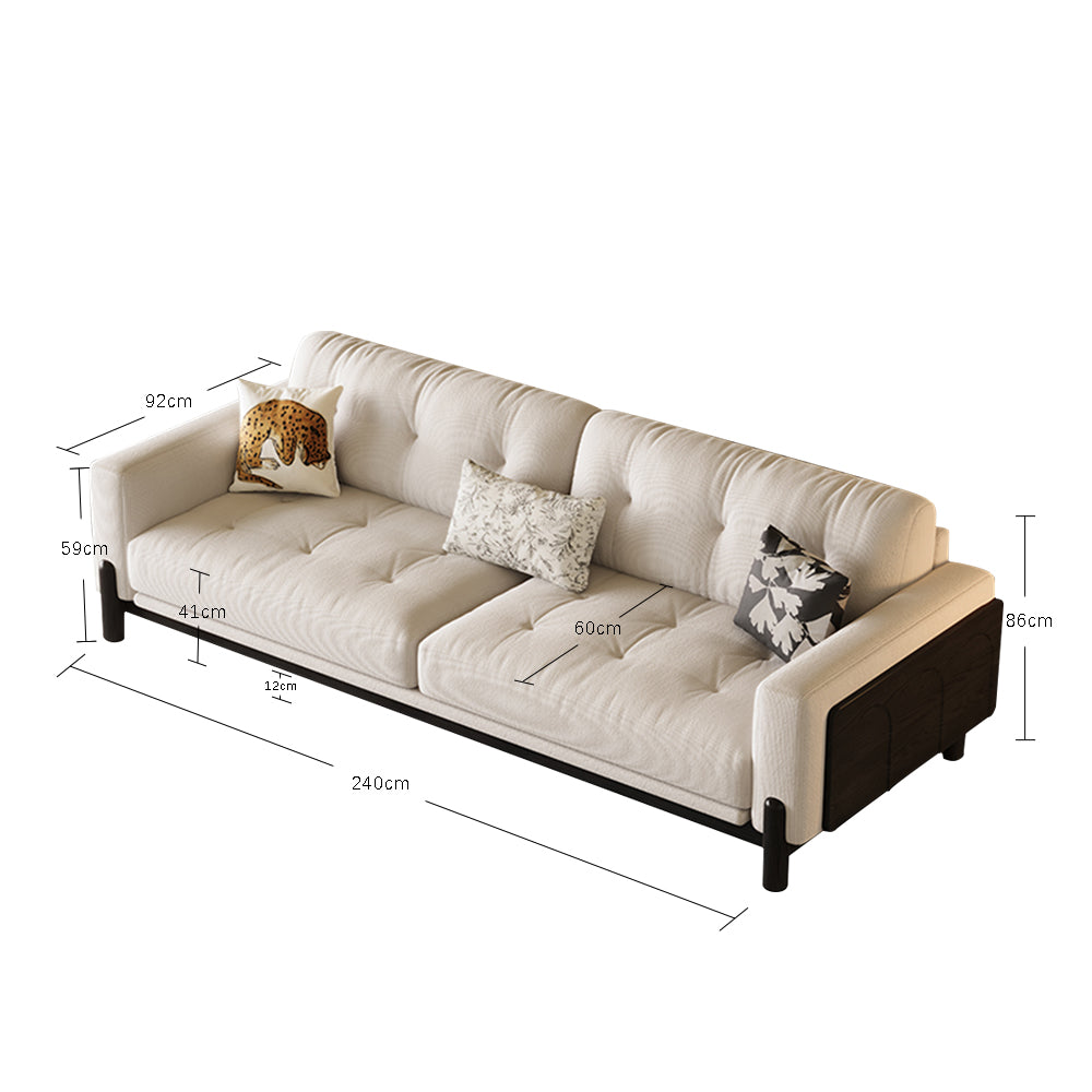 LIVARA 8112 Vintage-style Series 180-280cm Sofa With Throw Pillows - Black