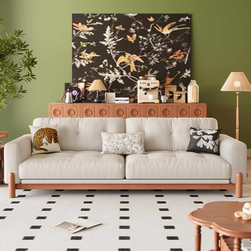 LIVARA 8114 Vintage Style Geometric Design Sofa 180-280cm with Cushions