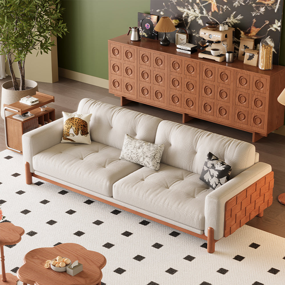 LIVARA 8114 Vintage Style Geometric Design Sofa 180-280cm with Cushions