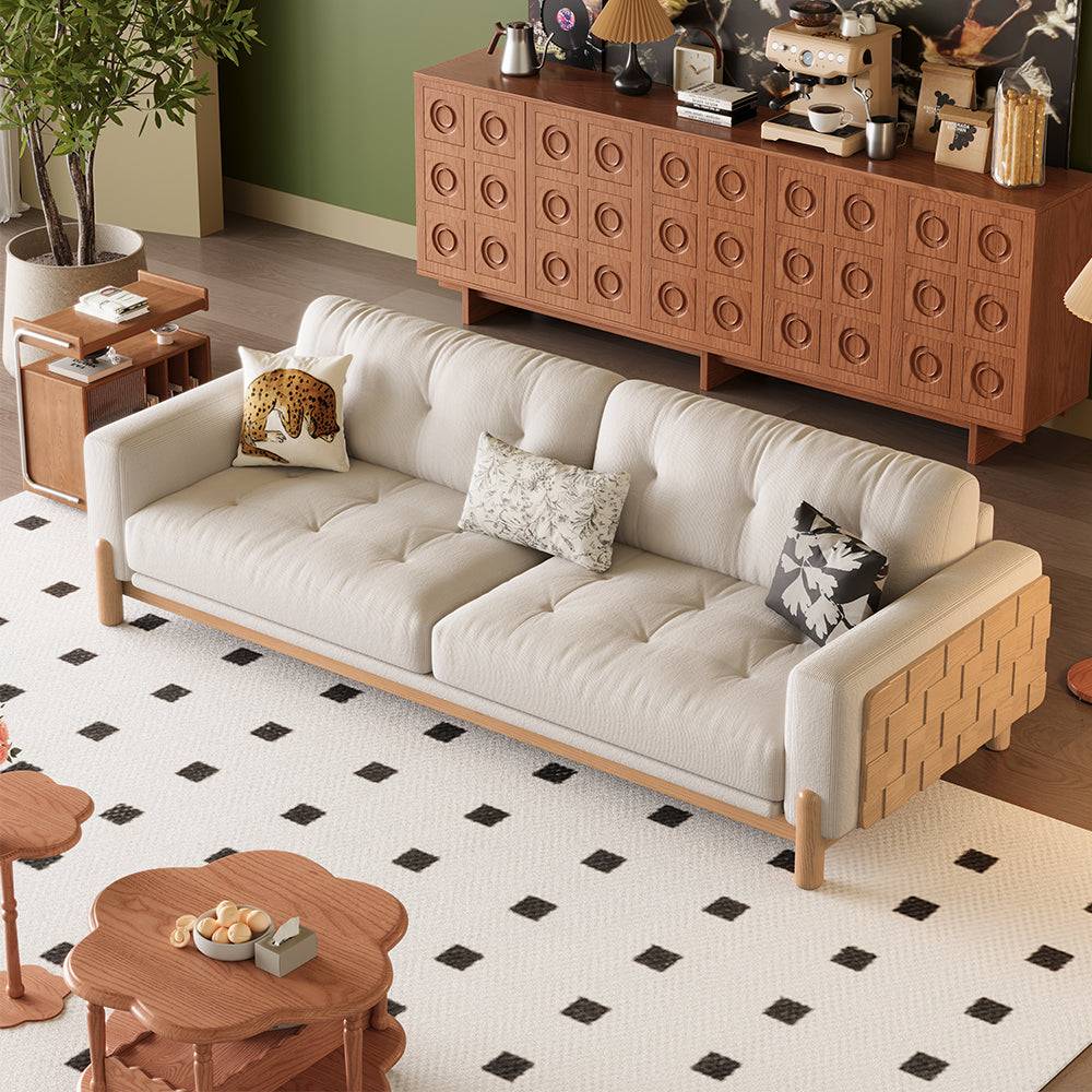 LIVARA 8114 Vintage Style Geometric Design Sofa 180-280cm with Cushions