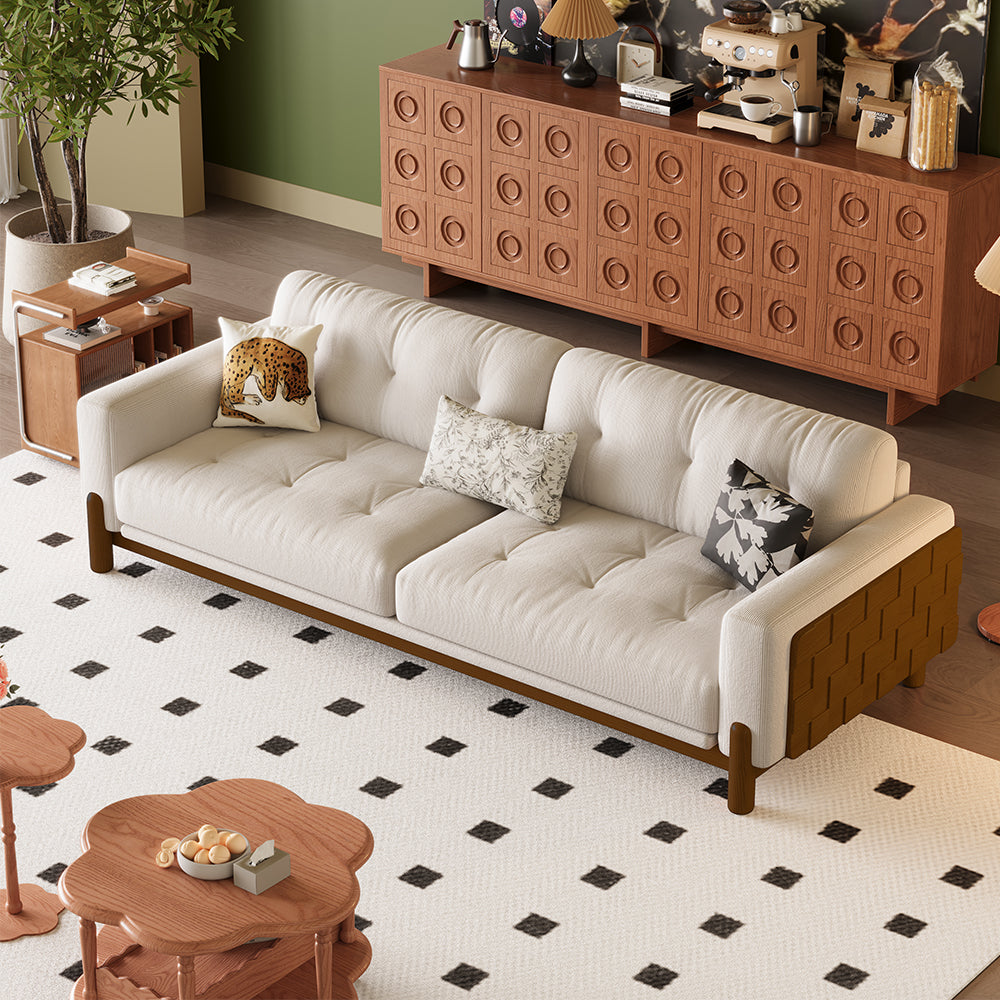 LIVARA 8114 Vintage Style Geometric Design Sofa 180-280cm with Cushions