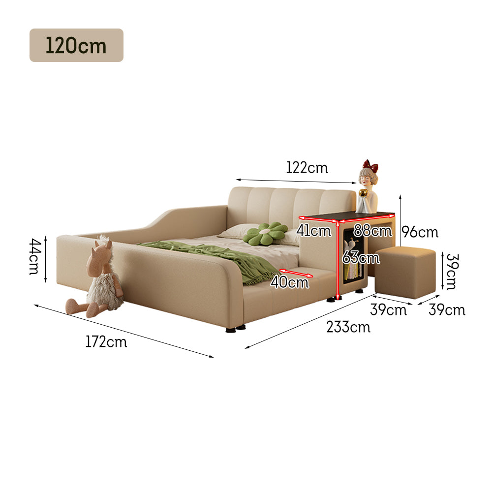 LIVARA SM901 120/135/150/180cm Lengrh Eco-friendly Leather Bed With Bookshelf - Beige