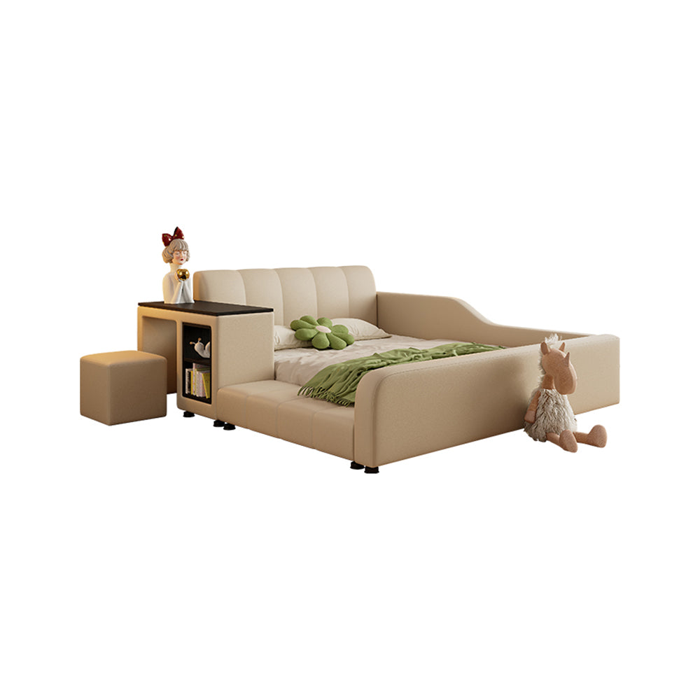 LIVARA SM901 120/135/150/180cm Lengrh Eco-friendly Leather Bed With Bookshelf - Beige