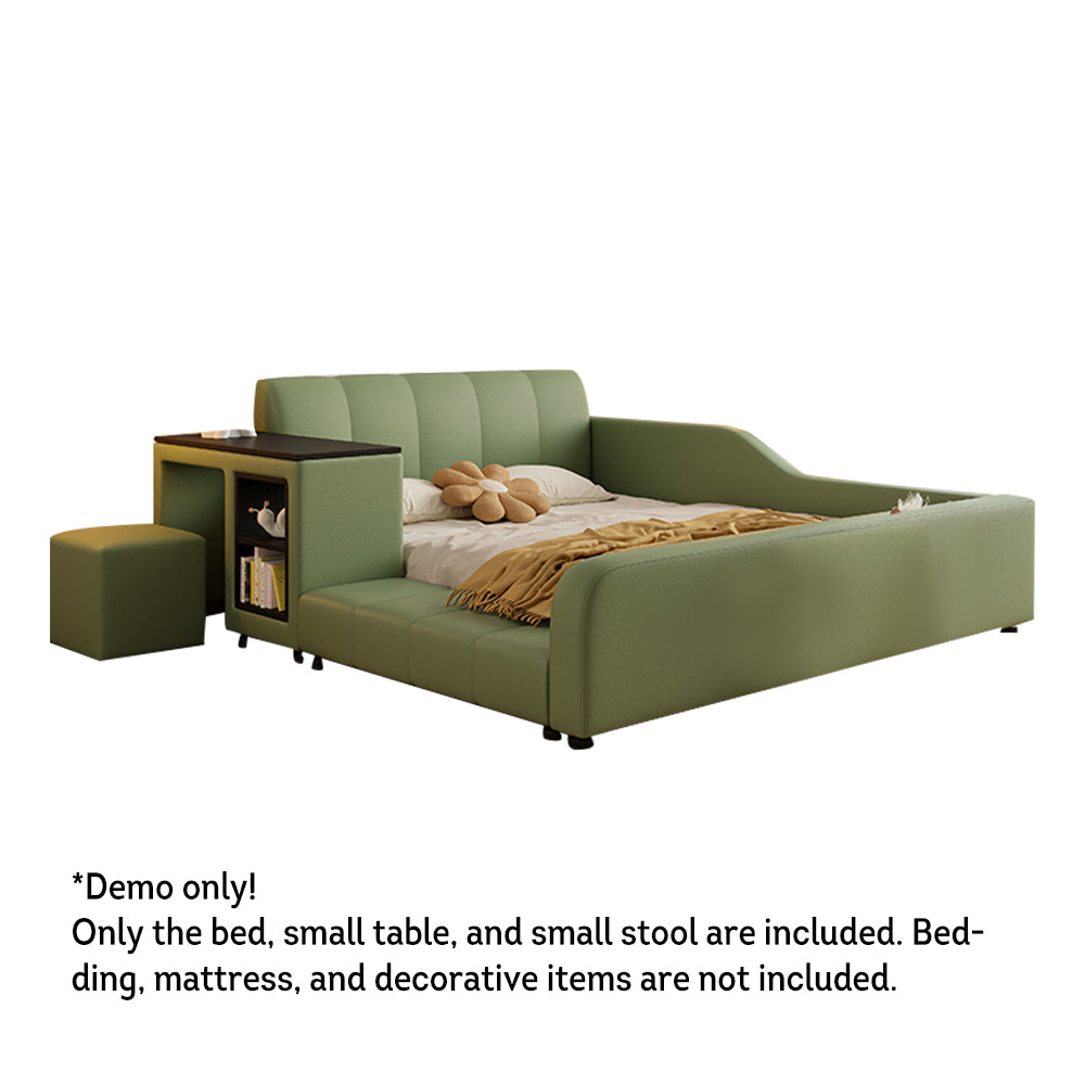 LIVARA SM901 120/135/150/180cm Lengrh Eco-friendly Leather Bed With Bookshelf - Green